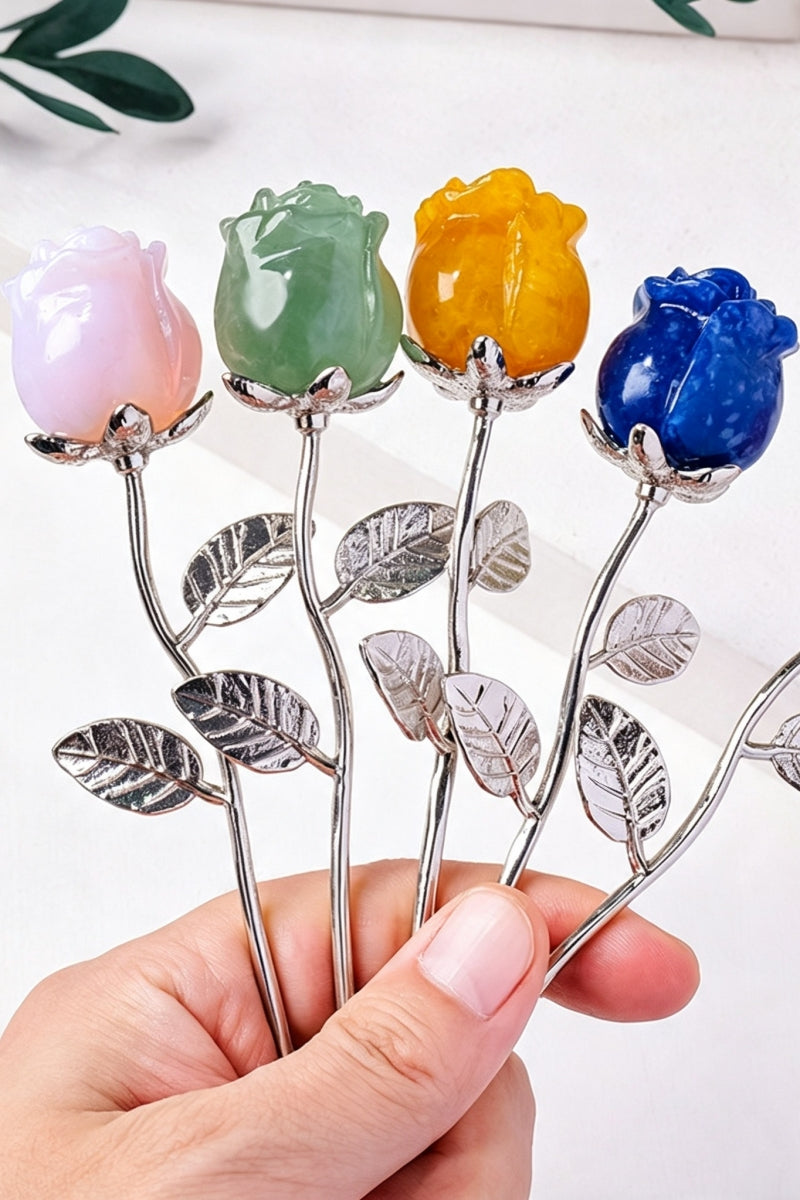 Natural Crystal Rose Flowers Sets for Home Decor