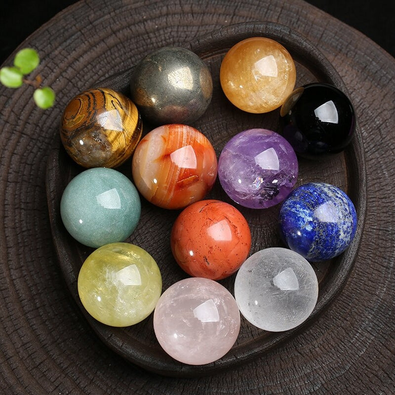 Natural Crystal Sphere Balls with Free Holders 1.57"