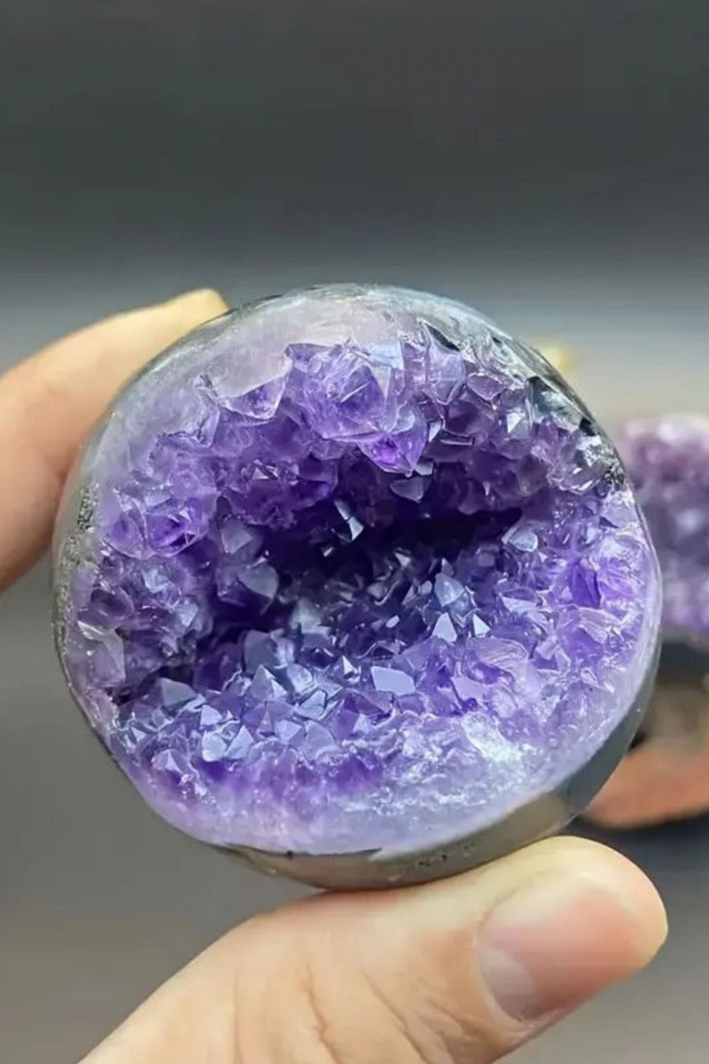 Natural Druzy Amethyst Cluster Spheres with Free Holders