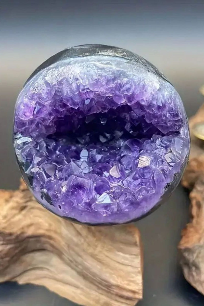 Natural Druzy Amethyst Cluster Spheres with Free Holders