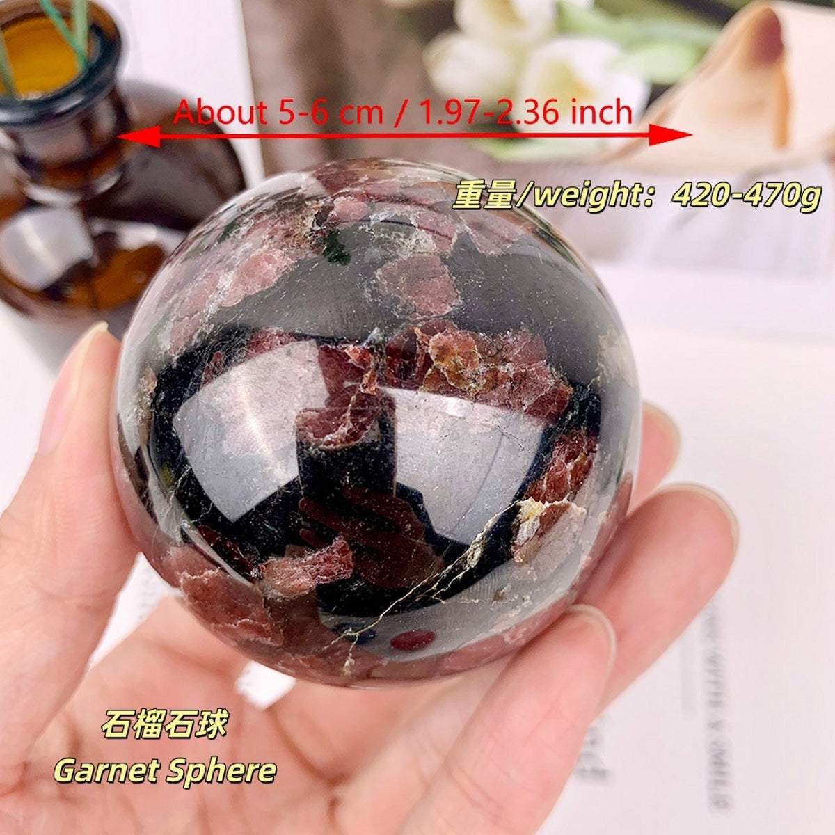 Natural Garnet Spheres Crystal Balls 1.97"