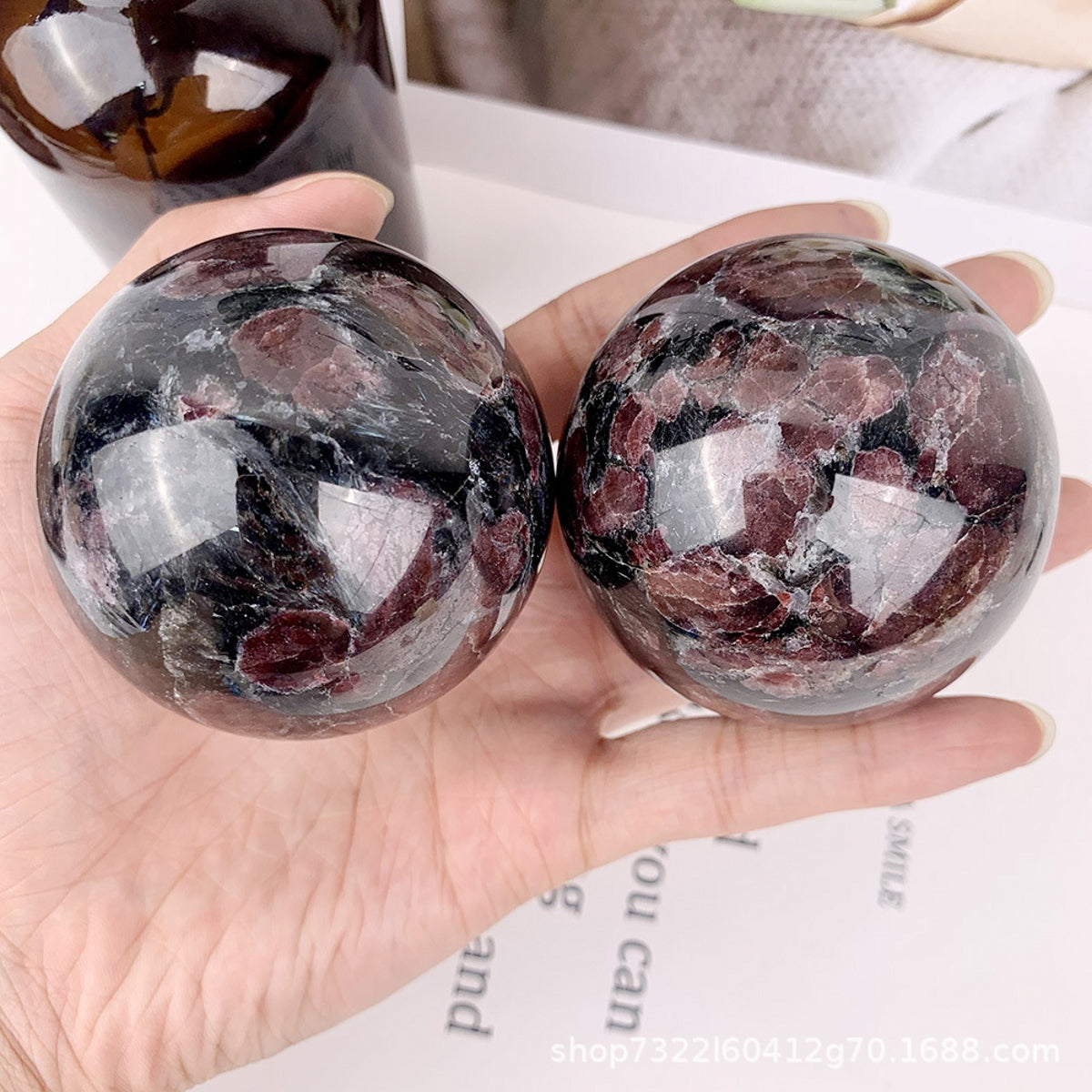 Natural Garnet Spheres Crystal Balls 1.97"