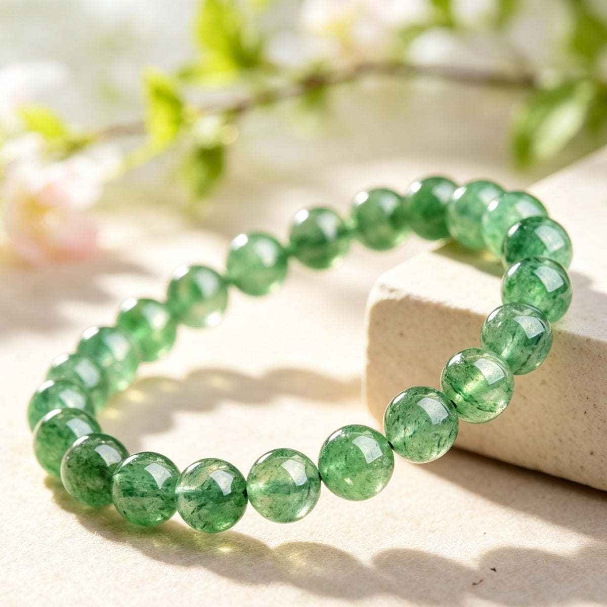 Natural Green Strawberry Crystal Bracelet