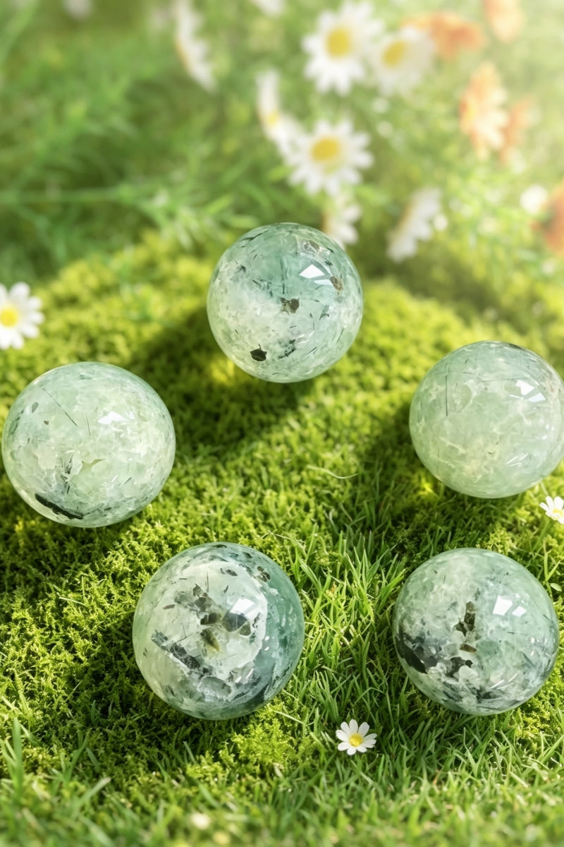 Natural Polished Prehnite Crystal Spheres 2.59”