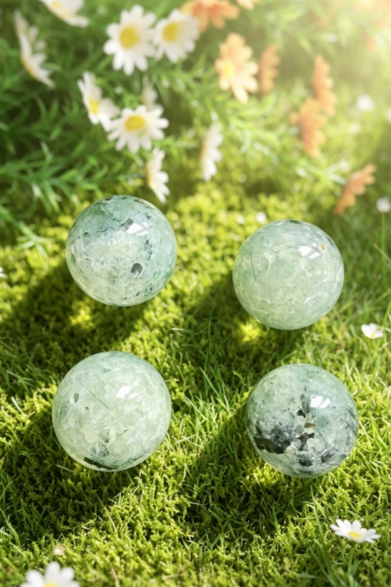 Natural Polished Prehnite Crystal Spheres 2.59”