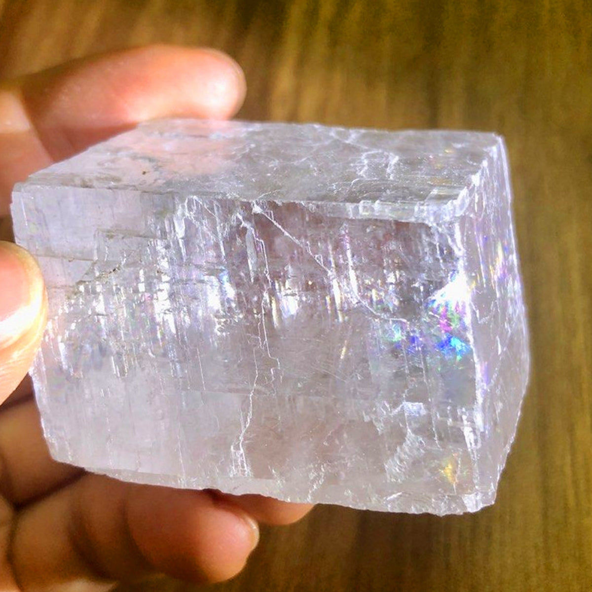 Natural Rainbow Clear Calcite Cube Specimens