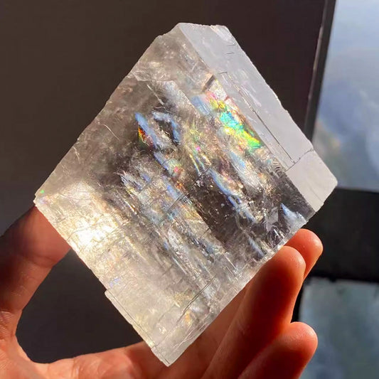Natural Rainbow Clear Calcite Cube Specimens