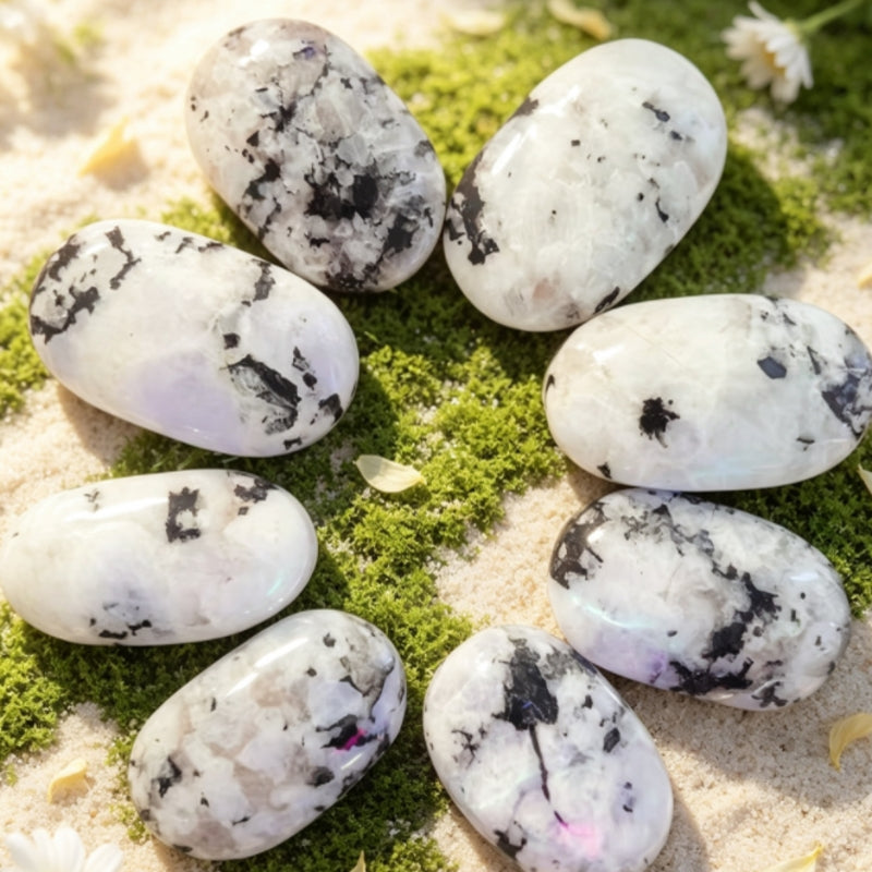 Natural Rainbow Moonstone Palm Stone Combo 100g