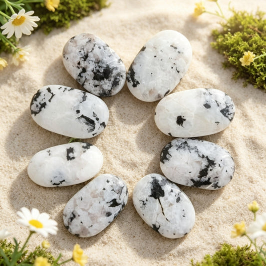 Natural Rainbow Moonstone Palm Stone Combo 100g