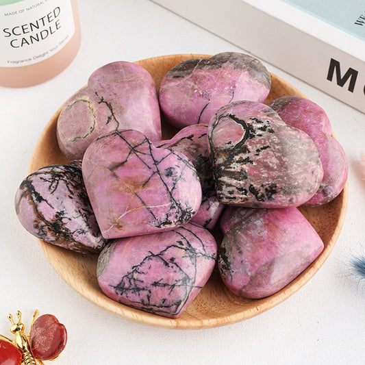 Natural Rhodonite Hearts Palm Stone 160g