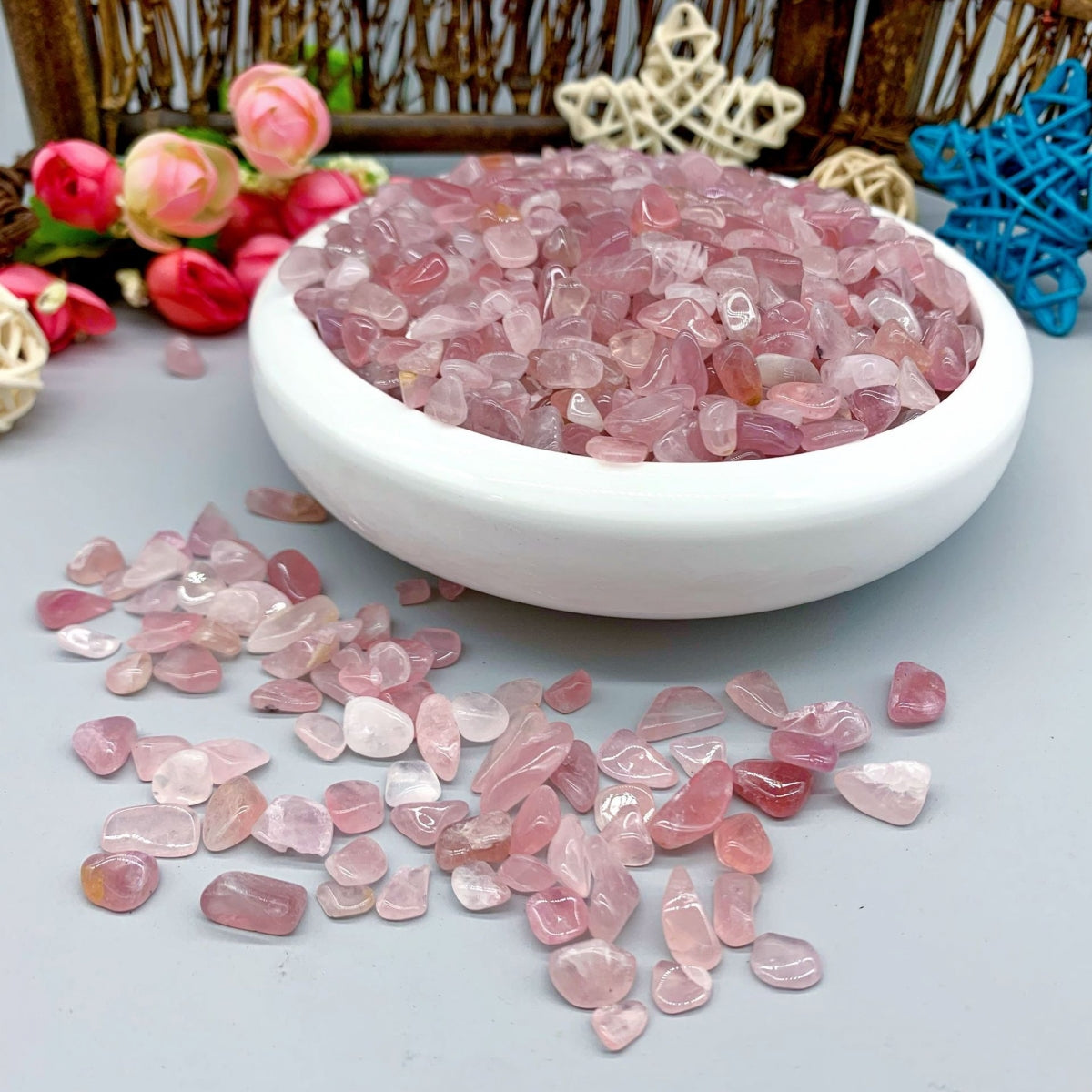 Natural Rose Quartz Chips Small Tumbles 100g