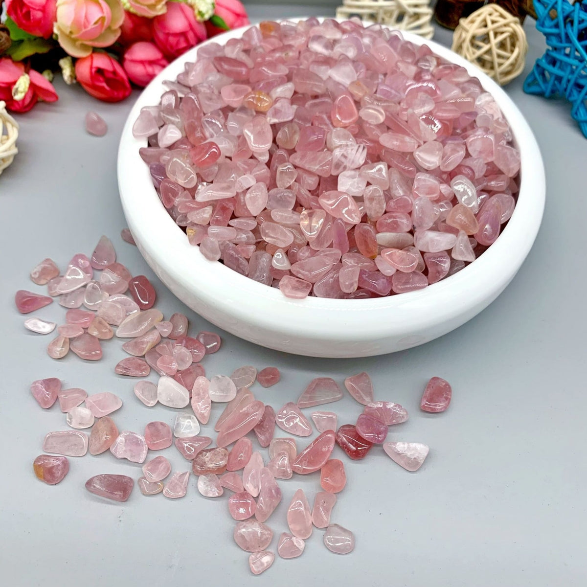 Natural Rose Quartz Chips Small Tumbles 100g
