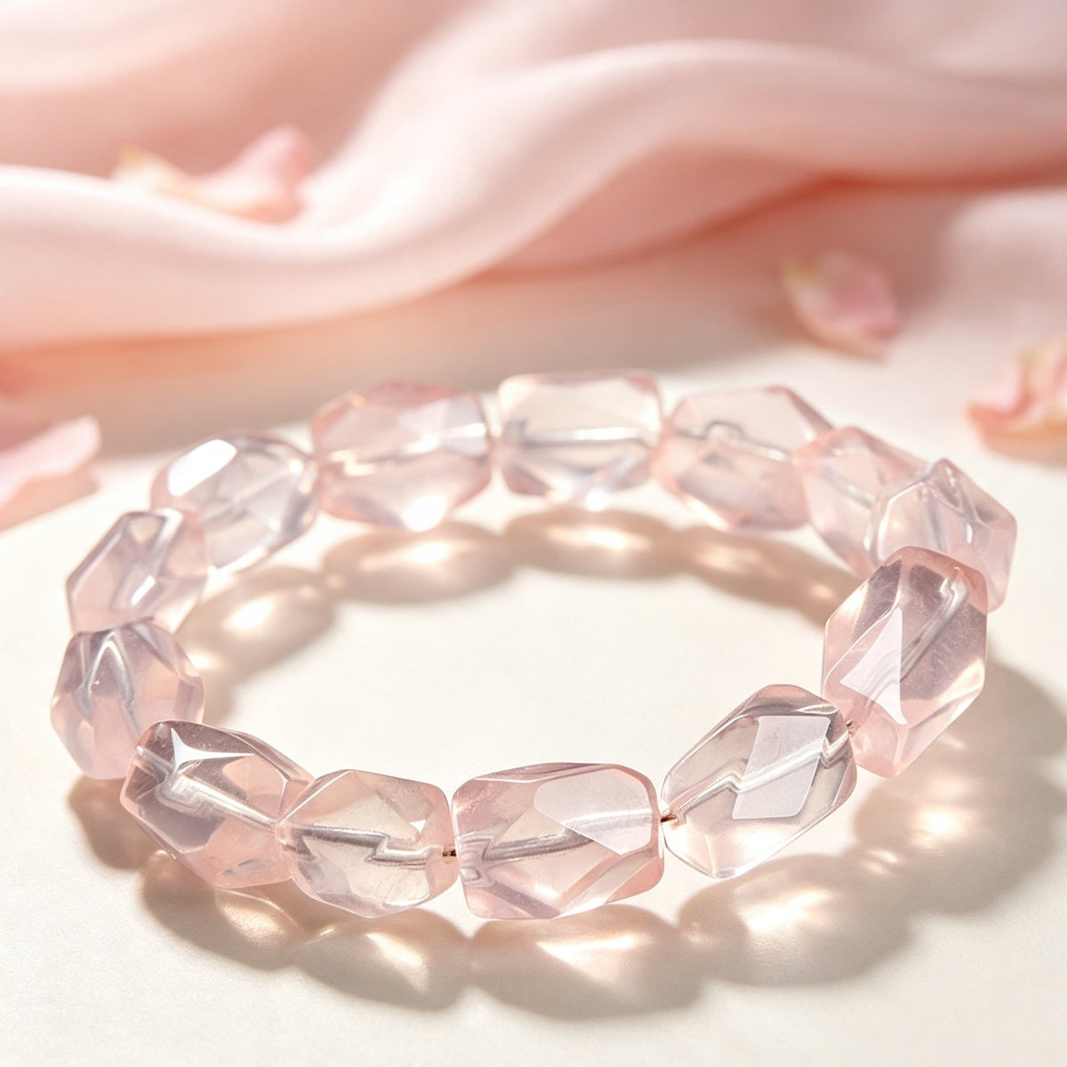 Natural Rose Quartz Freeform bracelet
