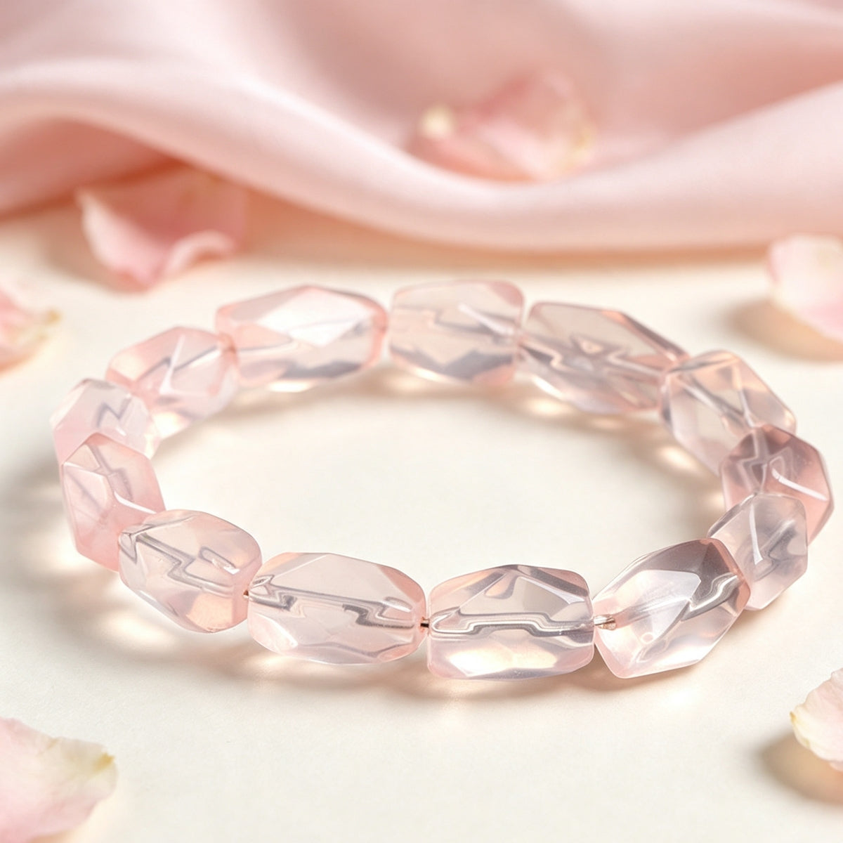Natural Rose Quartz Freeform bracelet