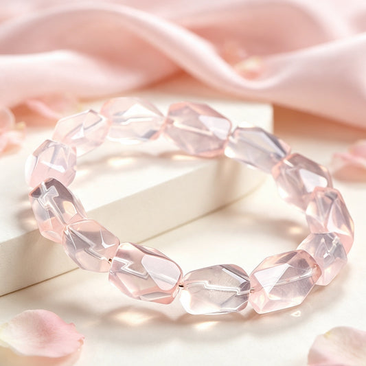 Natural Rose Quartz Freeform bracelet