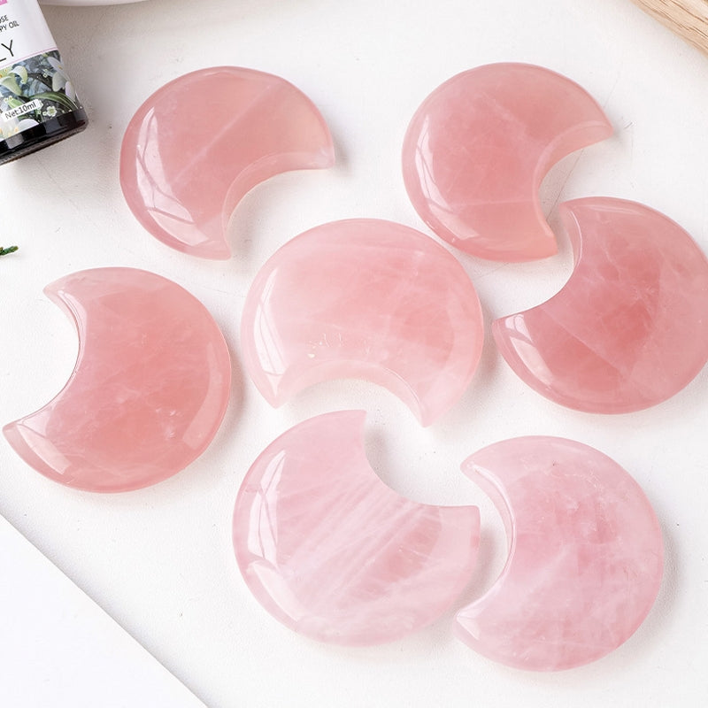 Natural Rose Quartz Moon Palm Stone 200g
