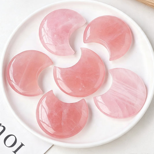 Natural Rose Quartz Moon Palm Stone 200g