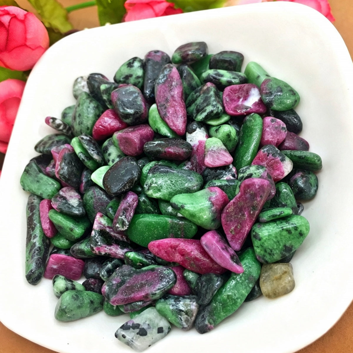 Natural Ruby zoisite Chips Small Tumbles 100g