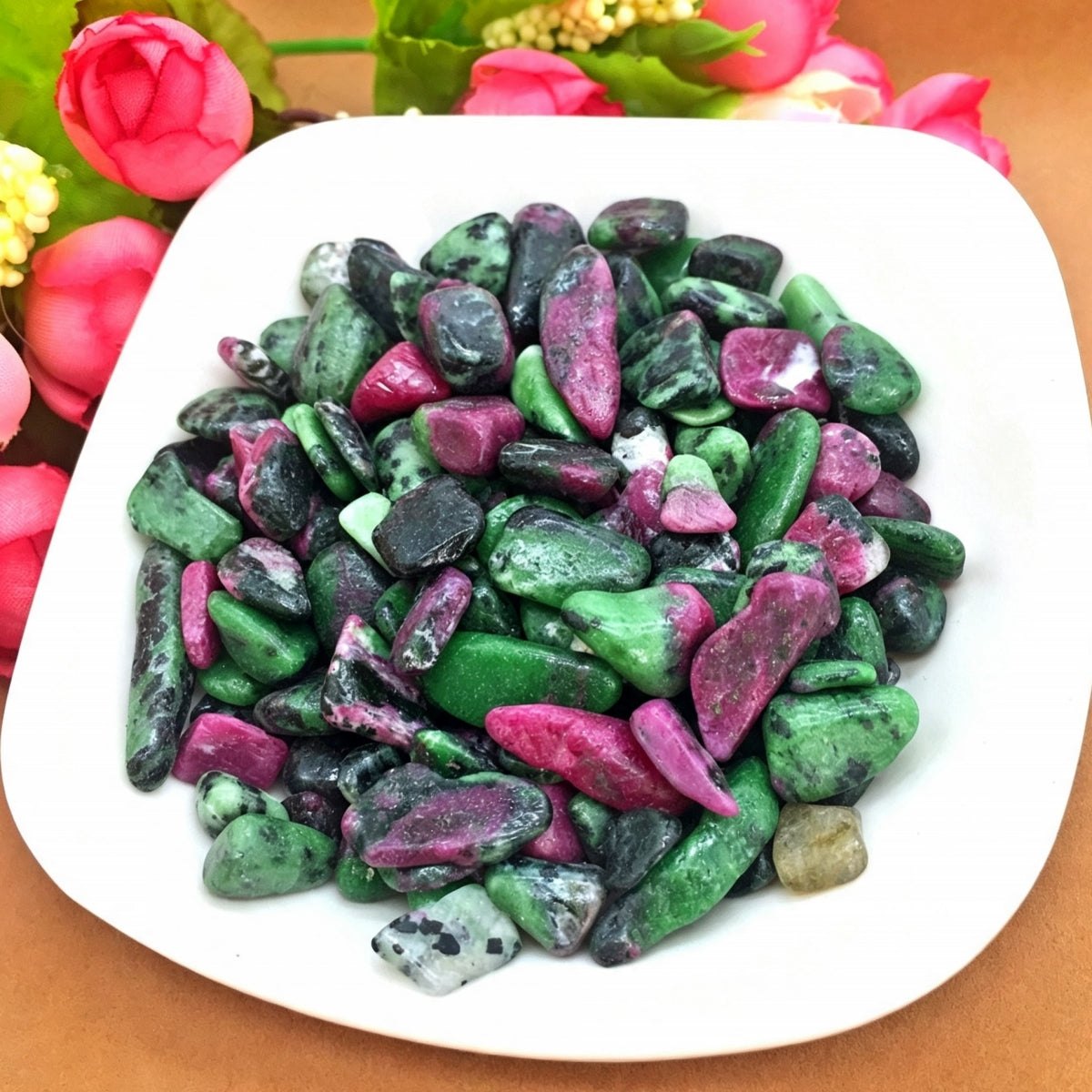 Natural Ruby zoisite Chips Small Tumbles 100g