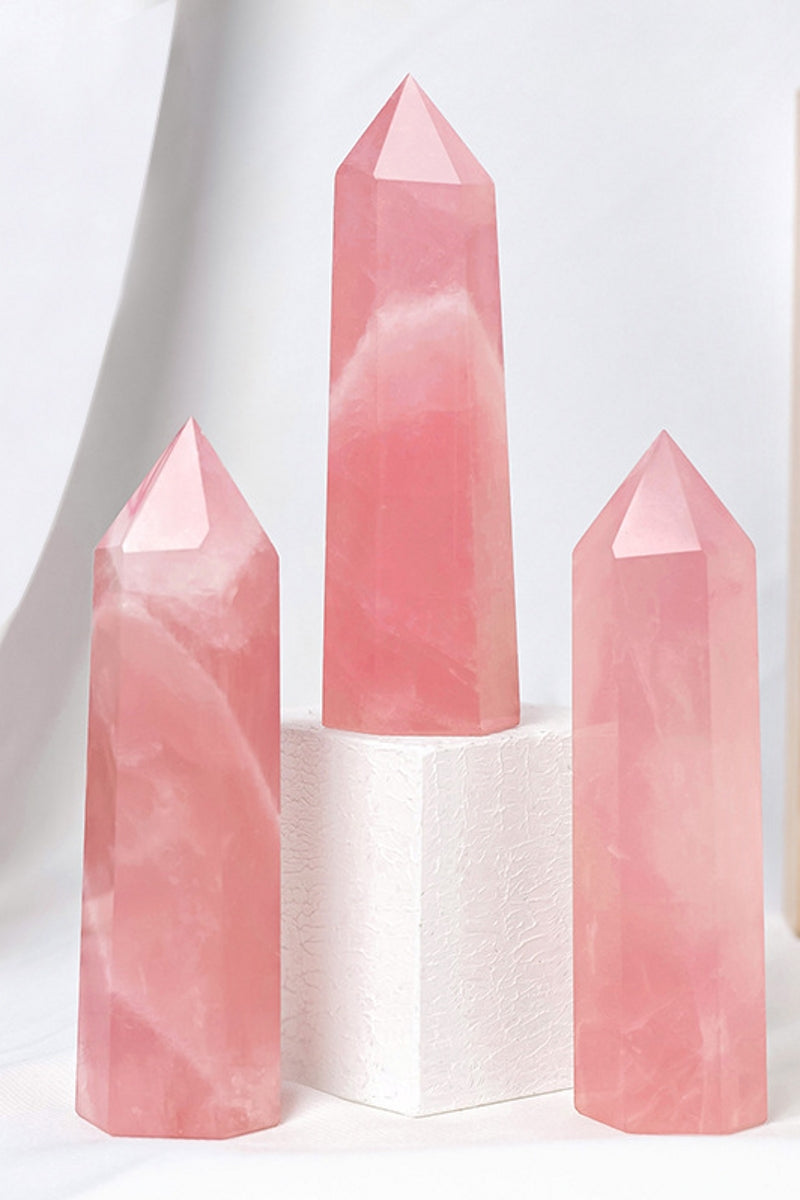 Natural Small Rose Quartz Towers Hexagonal Prisms 3"