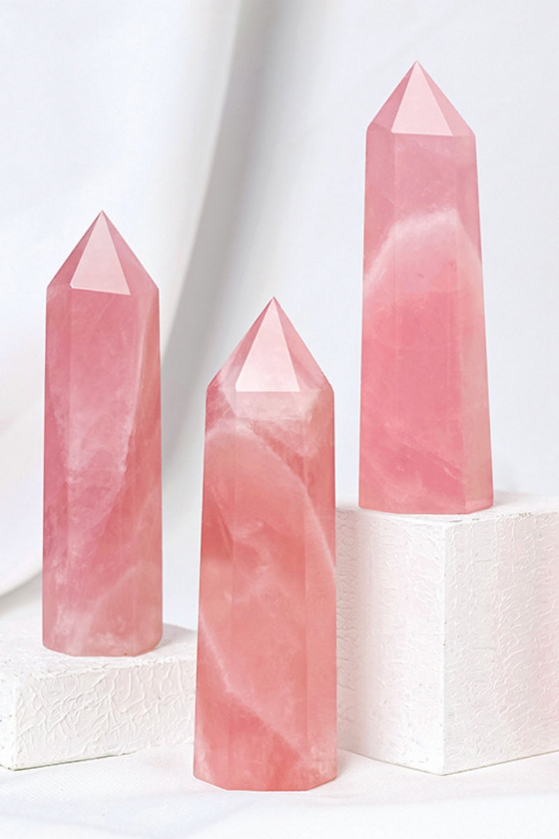 Natural Small Rose Quartz Towers Hexagonal Prisms 3"