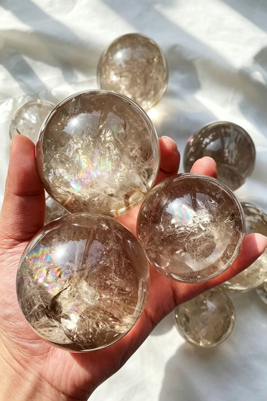 Natural Smokey Quartz Sphere Crystal Balls 1.97"