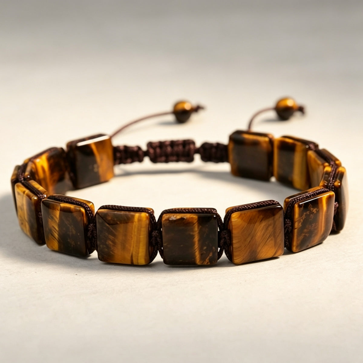 Natural Tiger's Eye Amethyst Lapis Lazuli Square Bead Bracelets Adjustable Bangles with Drawstrings