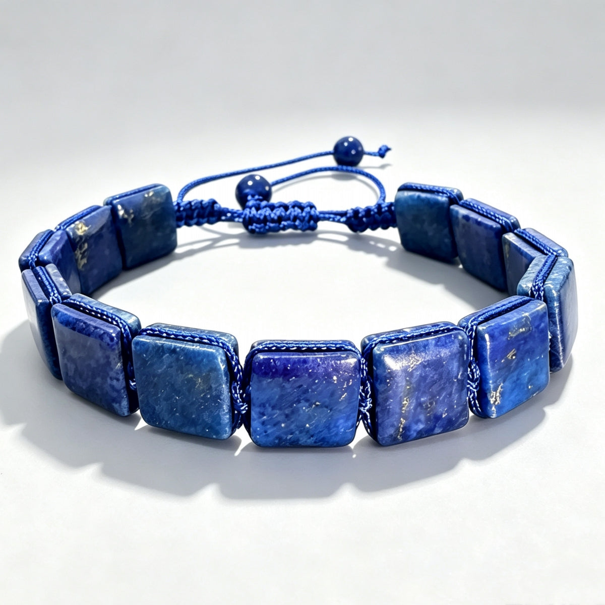 Natural Tiger's Eye Amethyst Lapis Lazuli Square Bead Bracelets Adjustable Bangles with Drawstrings