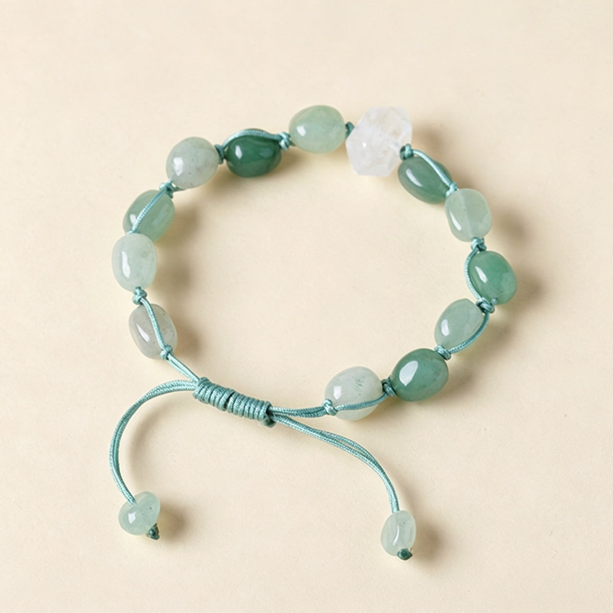 Natural White Crystal Double-Tip Hand-Woven Bracelet