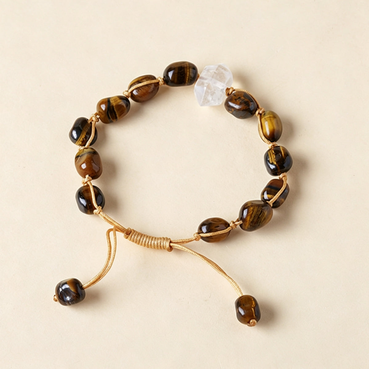 Natural White Crystal Double-Tip Hand-Woven Bracelet