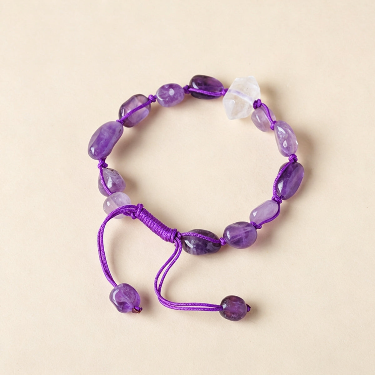 Natural White Crystal Double-Tip Hand-Woven Bracelet