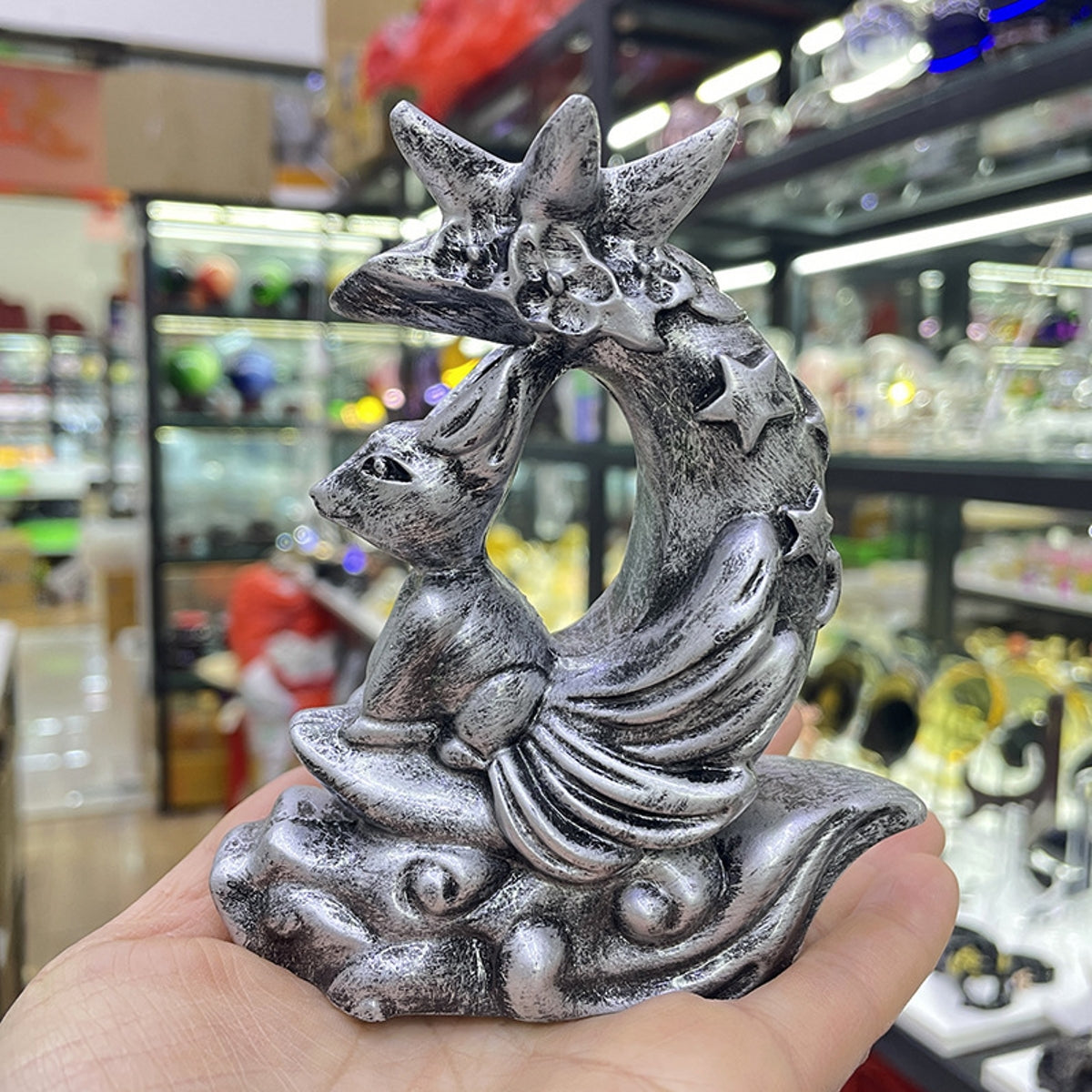 Nine-Tailed Fox Resin Craft Crystal Ball Stand Sphere Holders