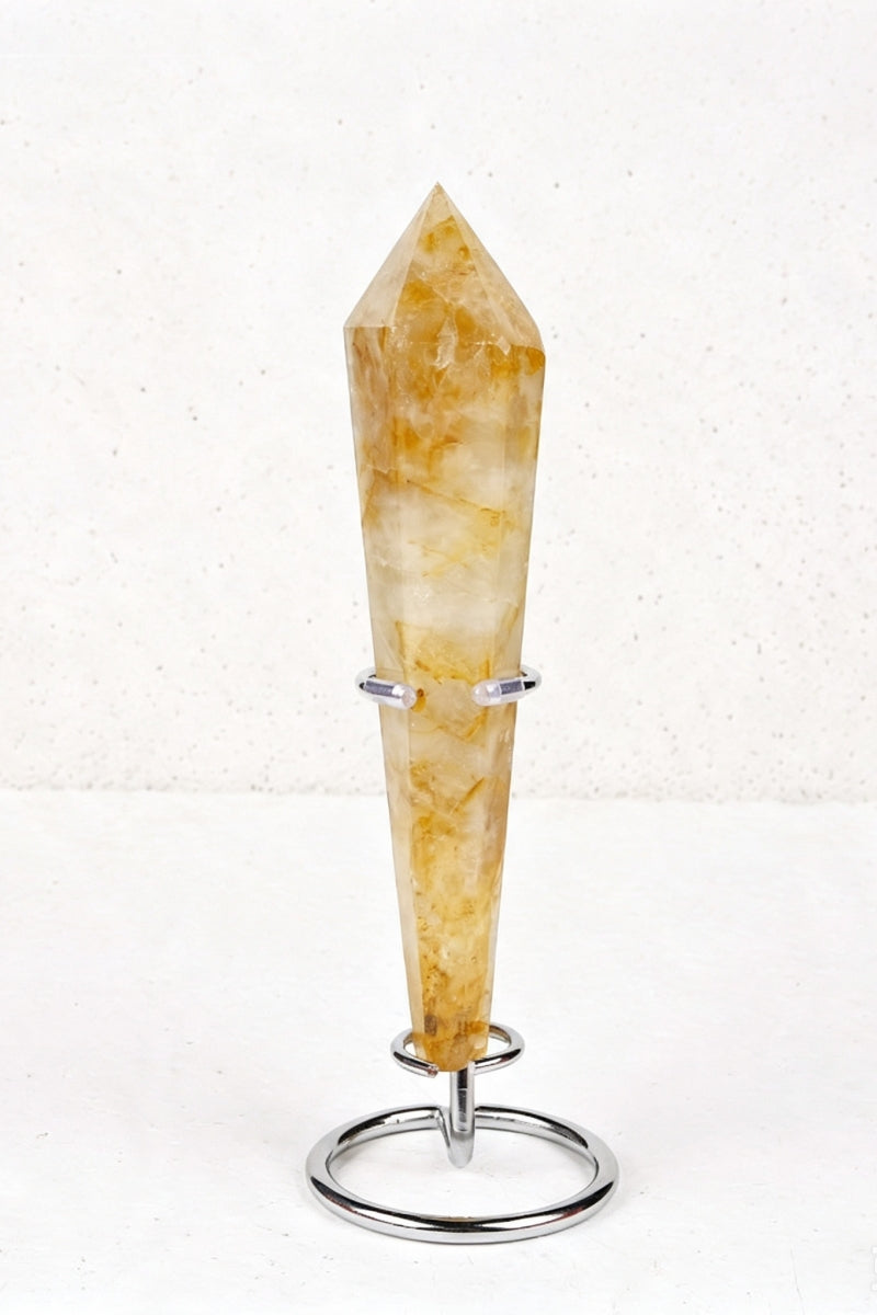 Ocean Jasper Fire Quartz Golden Healer Wands with Free Holders