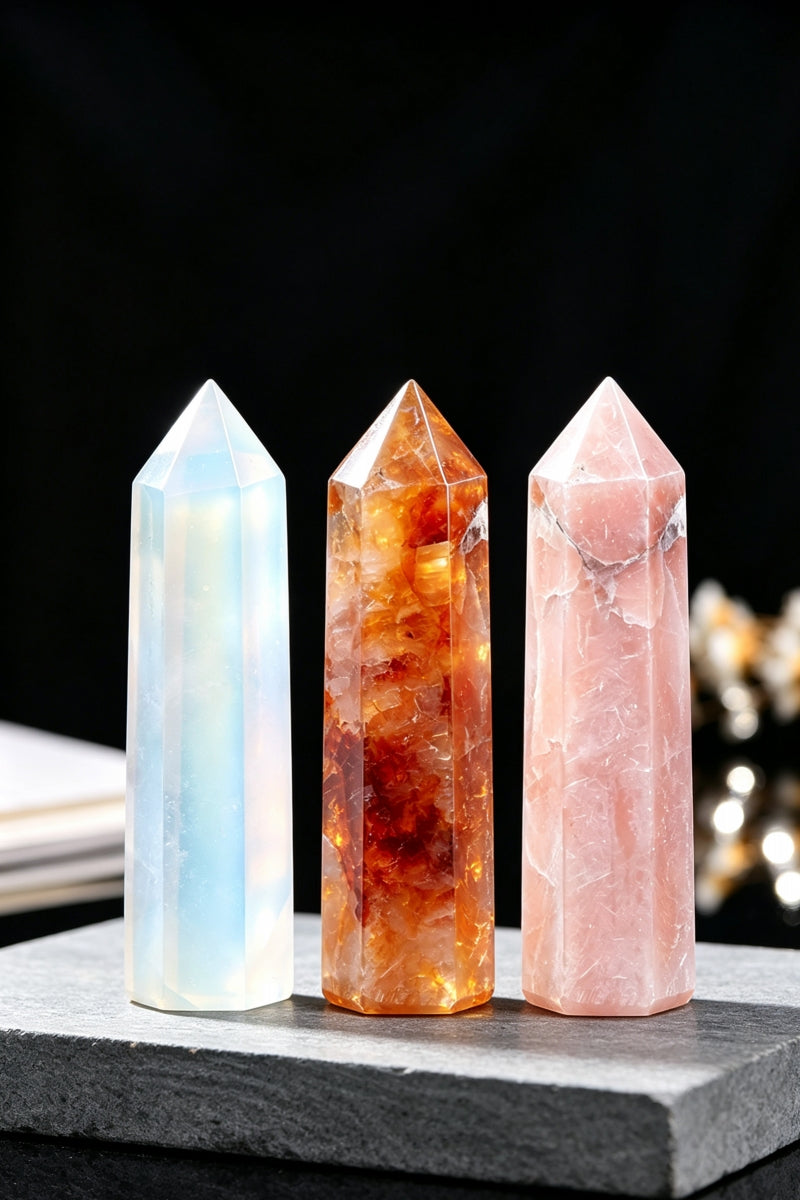 Opalite Fire Quartz Pink Opal Towers 1.97" Tall