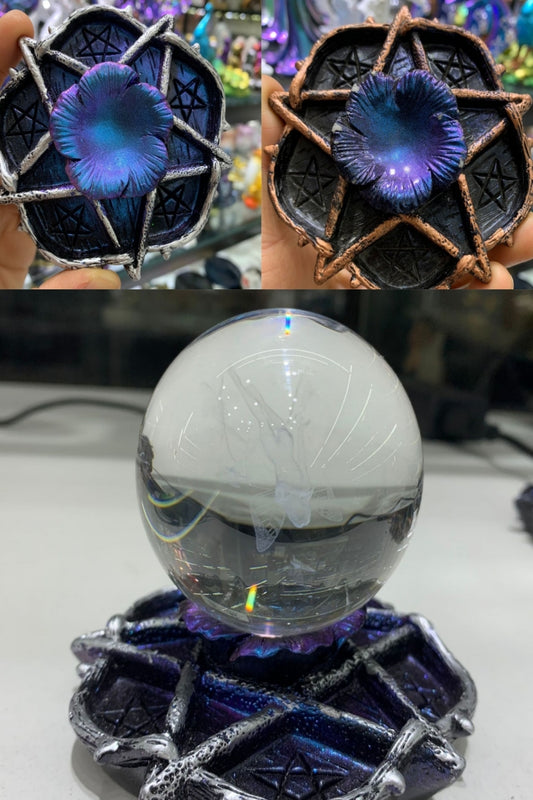 Pentagram Flower Sphere Holders Big Ball Bases 3.82"