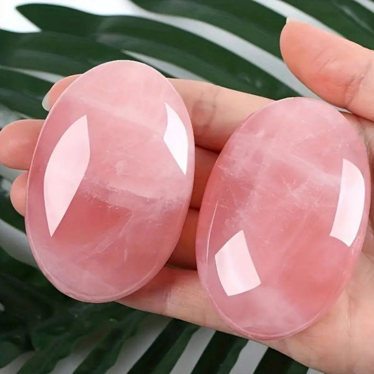 Pink Calcite Rose Quartz Fire Quartz Palm Stone