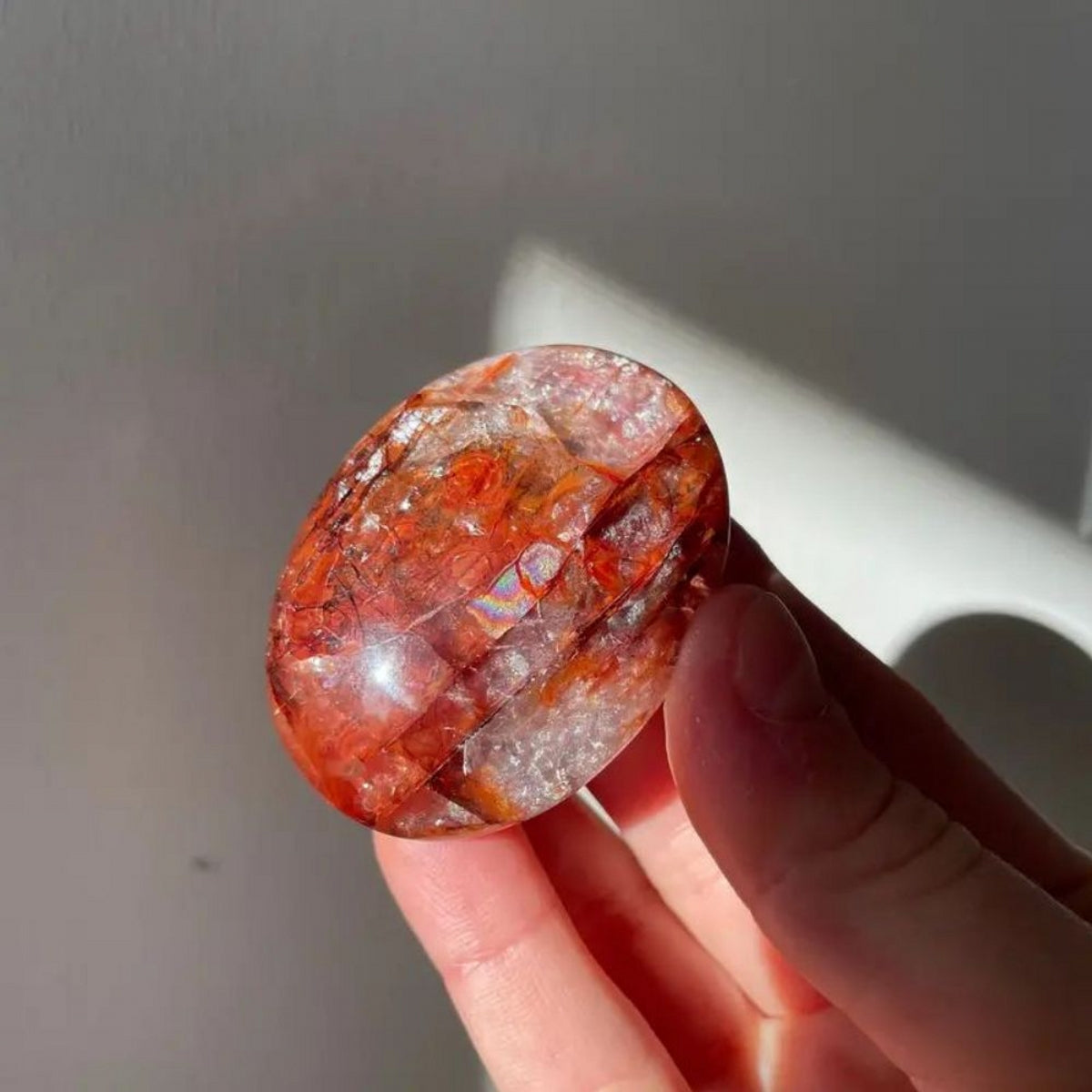 Pink Calcite Rose Quartz Fire Quartz Palm Stone