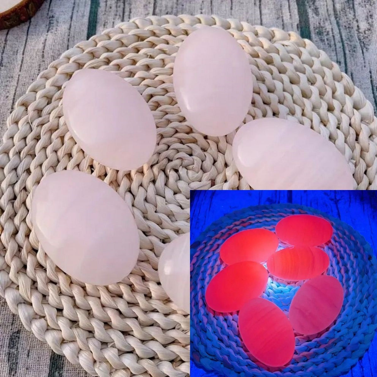 Pink Calcite Rose Quartz Fire Quartz Palm Stone