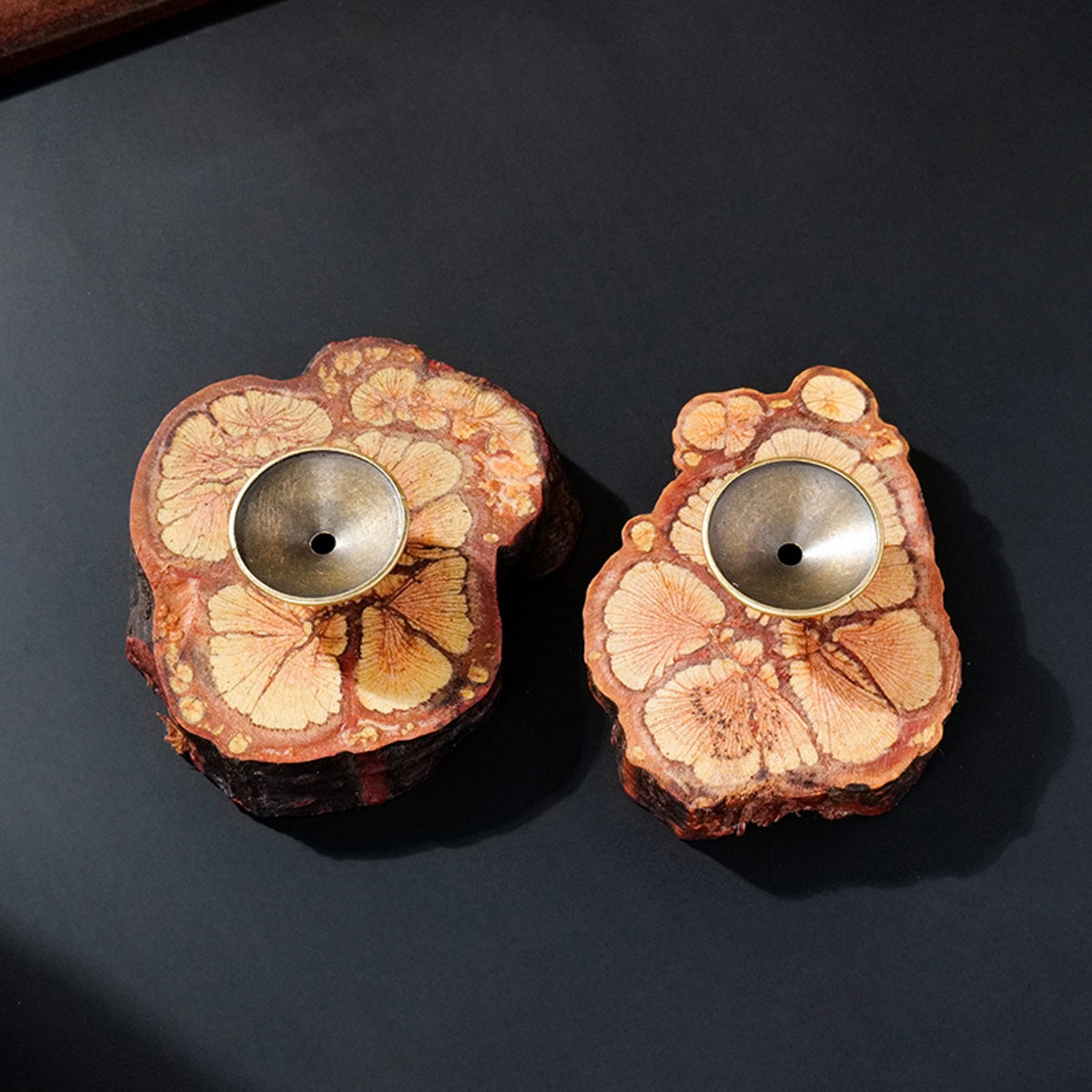 Plum Blossom Vine Wood Logs Sphere Holders 2.56"