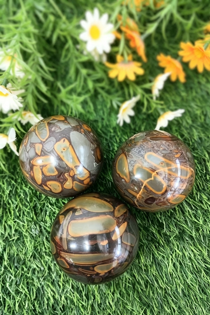 Polished Bamboo Jasper Crystal Sphere 2.95"