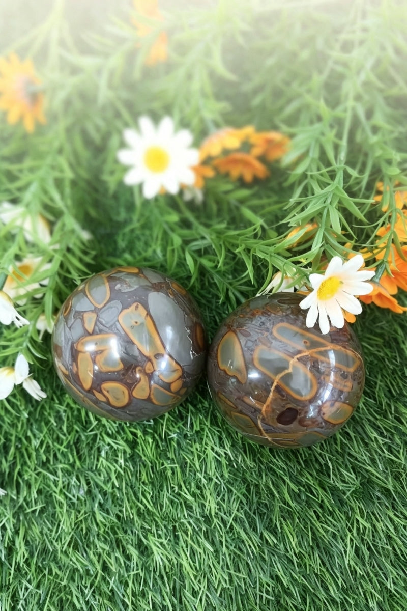 Polished Bamboo Jasper Crystal Sphere 2.95"