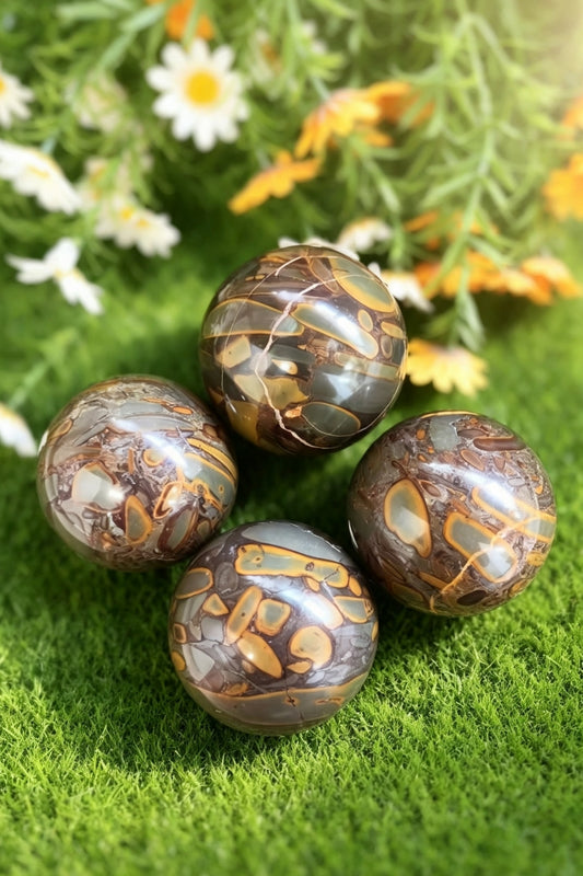 Polished Bamboo Jasper Crystal Sphere 2.95"