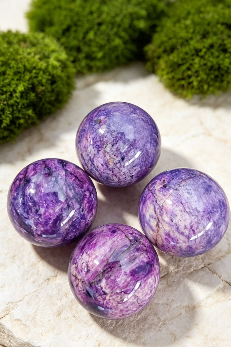 Purple Moonstone Polished Crystal Sphere Color Enhauced 2.2"