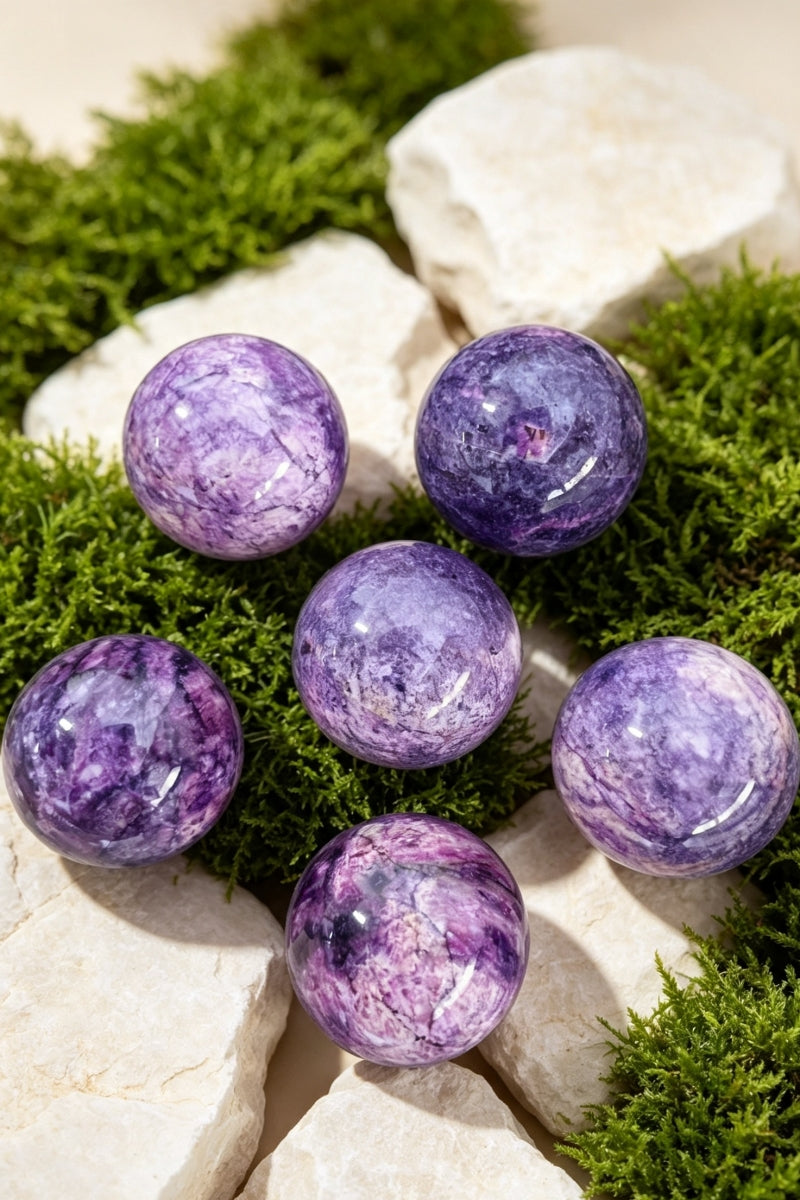 Purple Moonstone Polished Crystal Sphere Color Enhauced 2.2"