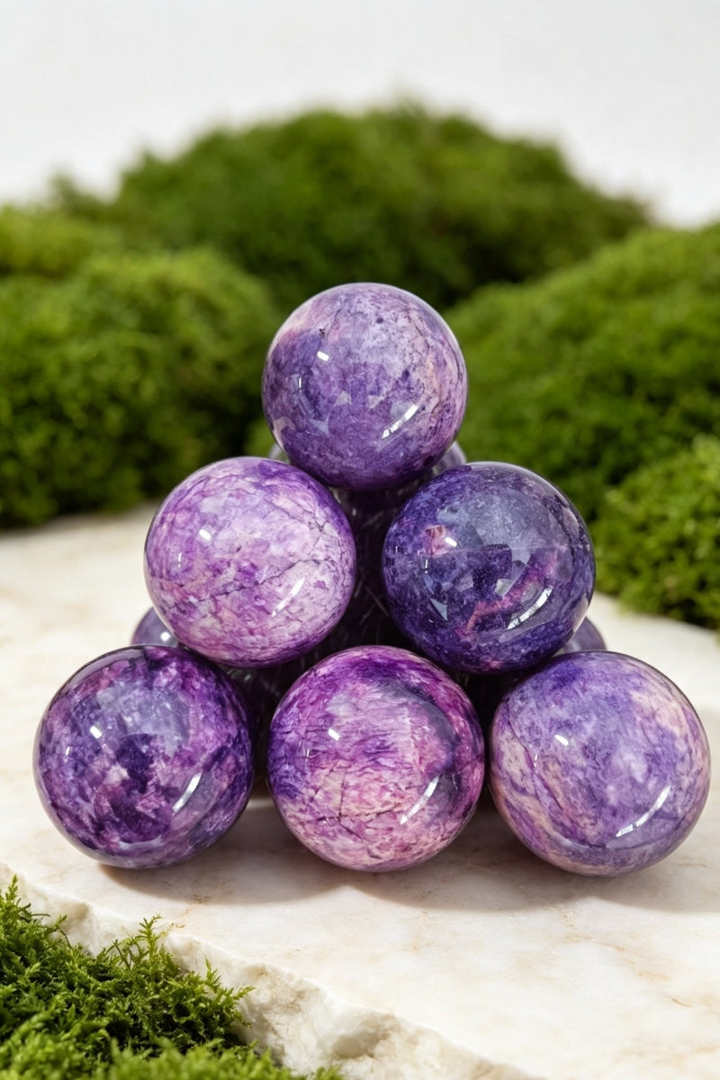 Purple Moonstone Polished Crystal Sphere Color Enhauced 2.2"