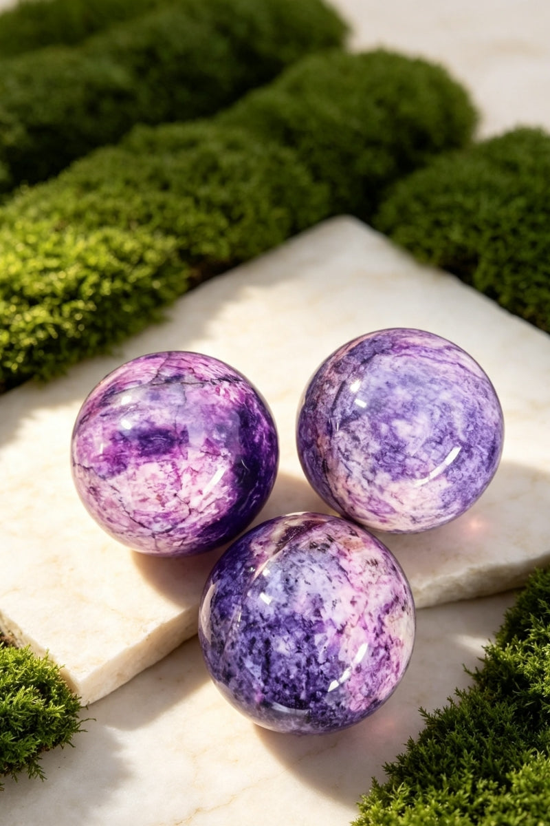 Purple Moonstone Polished Crystal Sphere Color Enhauced 2.2"