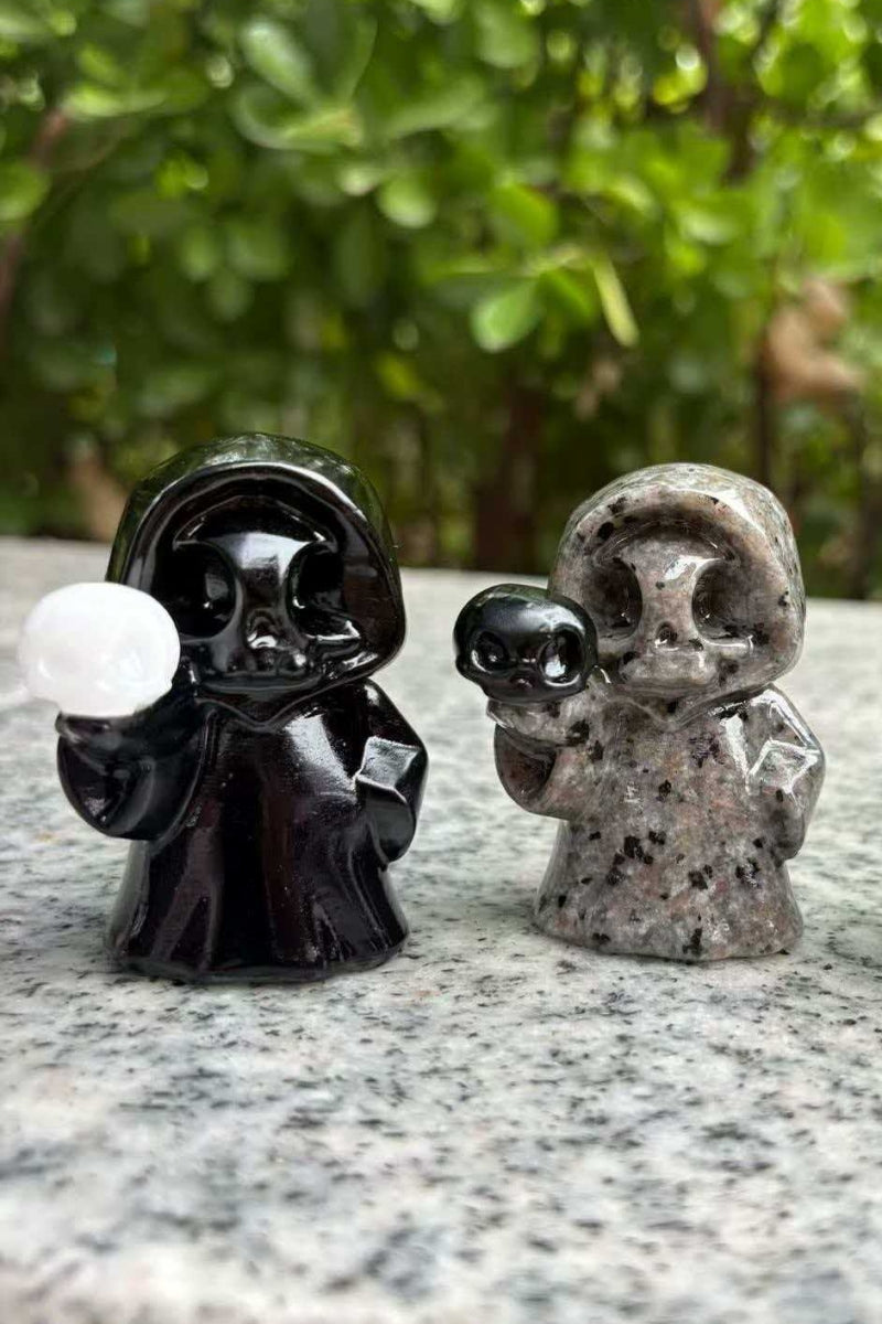 Q-version Death God Ghost Miniature Figure Halloween Ornament Carvings 2.36"