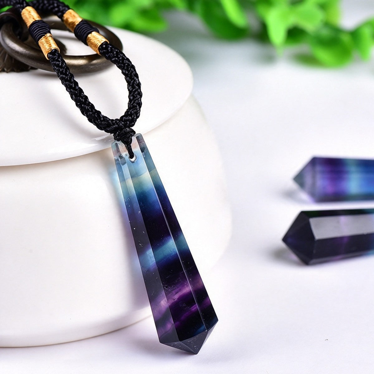 Rainbow Fluorite Pendant Necklace