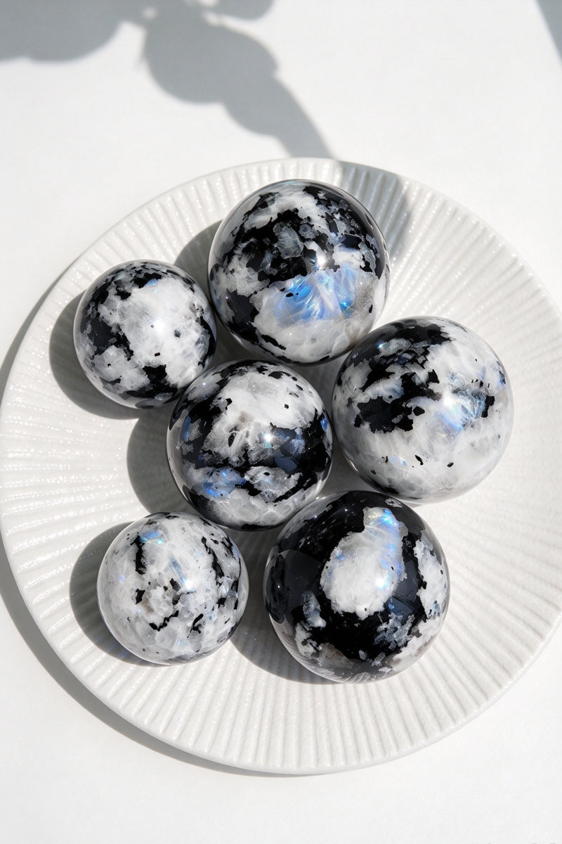Rainbow Moonstone Spheres 1.57"-2.76"