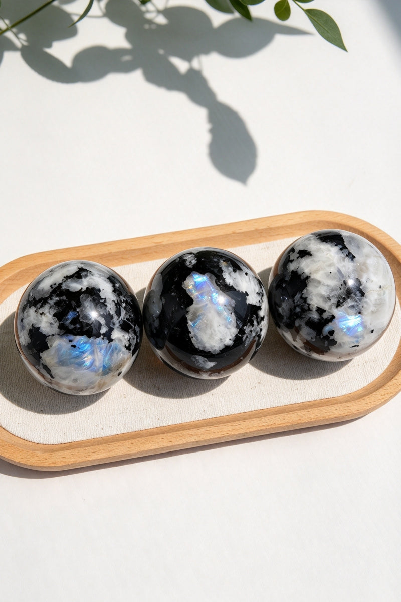 Rainbow Moonstone Spheres 1.57"-2.76"